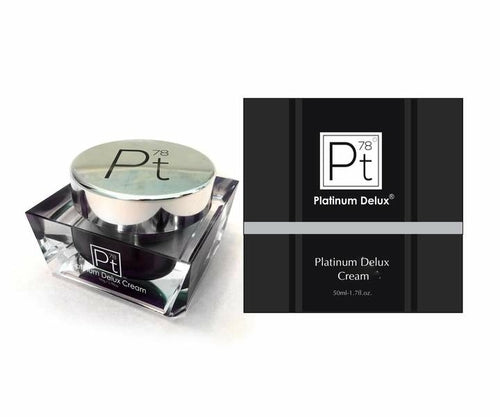 Platinum Delux Cream in a black and silver jar