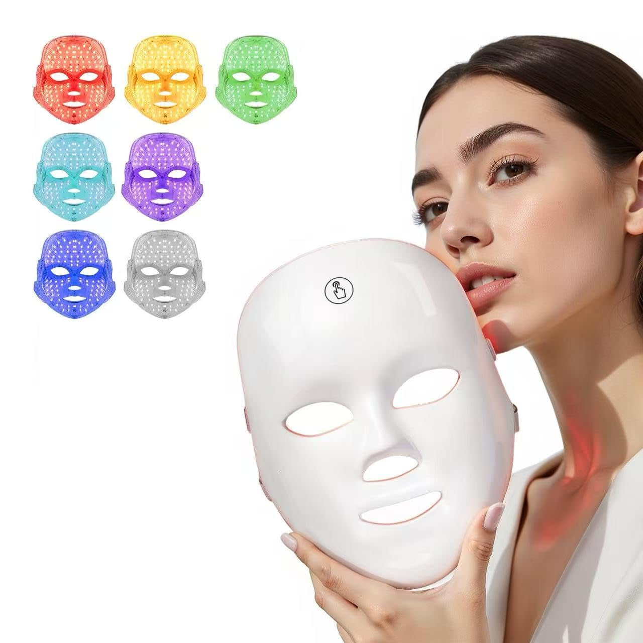 LED Face Mask Light Therapy,Led Light Therapy Mask for Face，Portable 7 Colors LED Facial Skin Care Mask for Home Use,Rechargeable