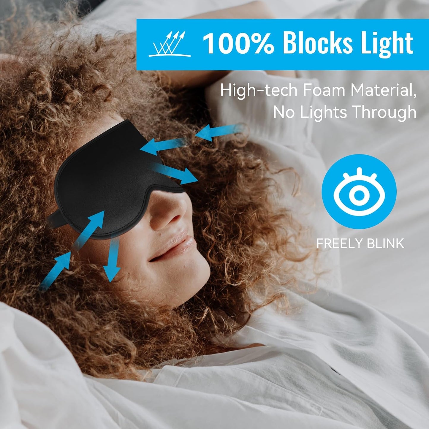 Sleep Mask,Upgraded 3D Deep Contoured Eye Mask for Sleeping,No Pressure Eye Covers 99% Block Out Light Eye Mask with Adjustable Elastic Strap for Sleeping, Yoga, Traveling (1Pc,Black)