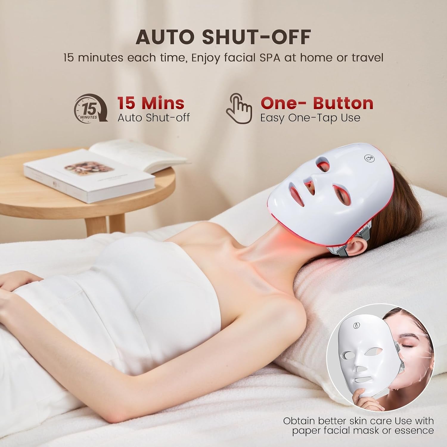 LED Face Mask Light Therapy,Led Light Therapy Mask for Face，Portable 7 Colors LED Facial Skin Care Mask for Home Use,Rechargeable