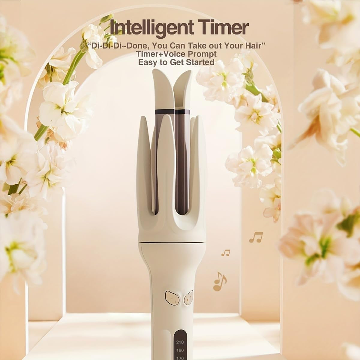 Automatic Curling Iron,Hair Curler Automatic Rotating Wand,Anti-Scald,Four Speed Temperature Adjustment,Diameter 28Mm,Anti-Tangle Rotating Curling Wand,Easy to Use Hair Curler,Yellow