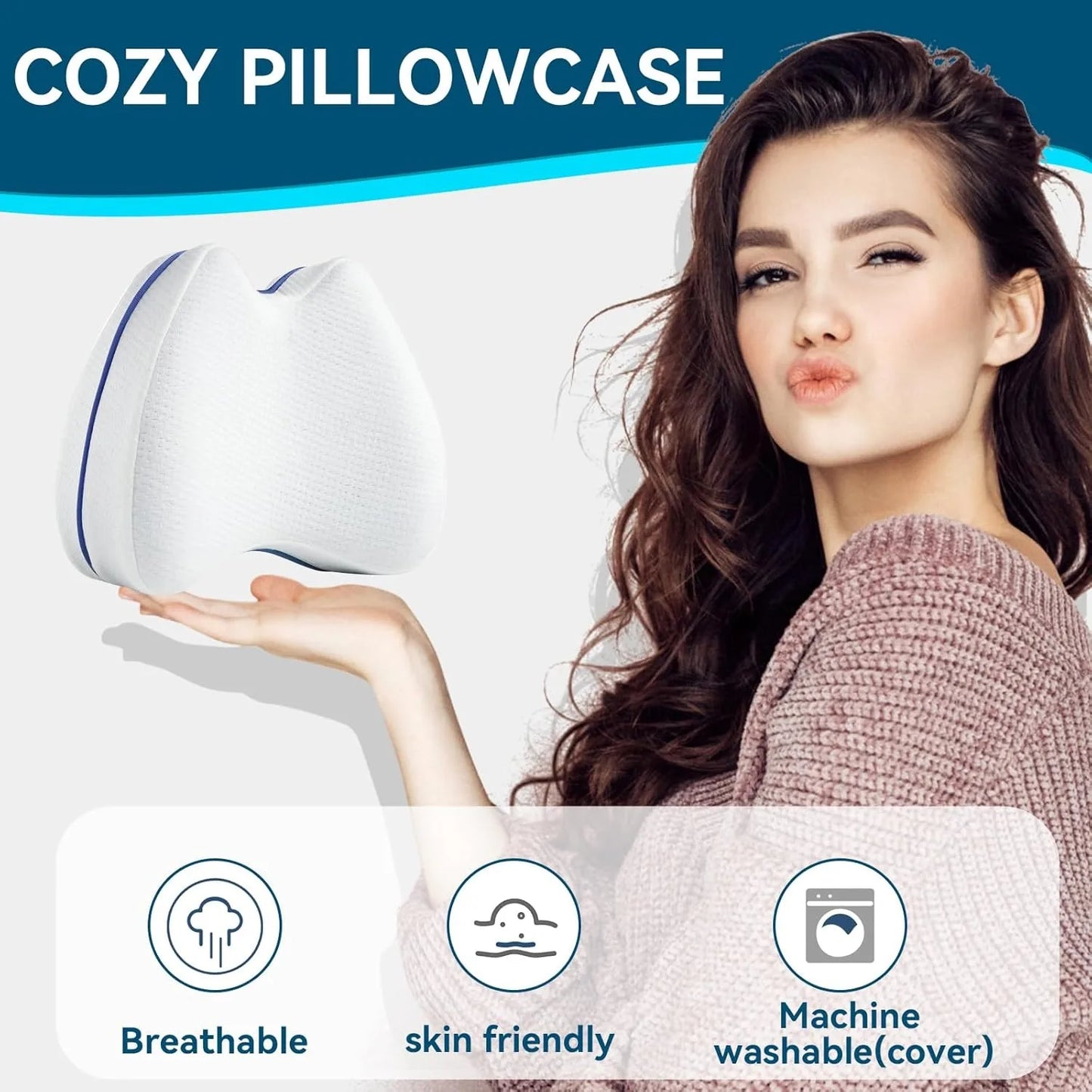 Knee&Leg Pillows Foam Support Pillow for Sleeping for Back Pain,Leg Pillow for Sleeping on Side,Memory Foam Cushion Knee Support