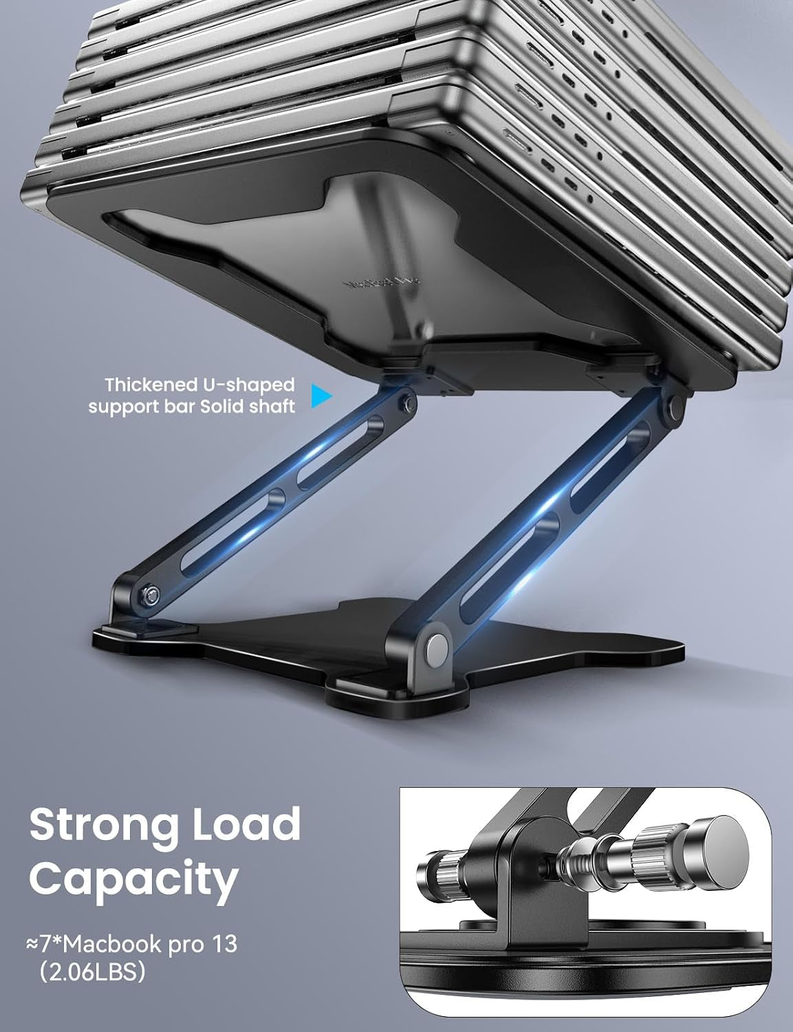 Adjustable Laptop Stand for Desk, Metal Foldable Laptop Riser Holder, Portable Ventilated Cooling Desk Book Shelf, Ergonomic Computer Notebook Stand Compatible with 10-15.6" Laptops