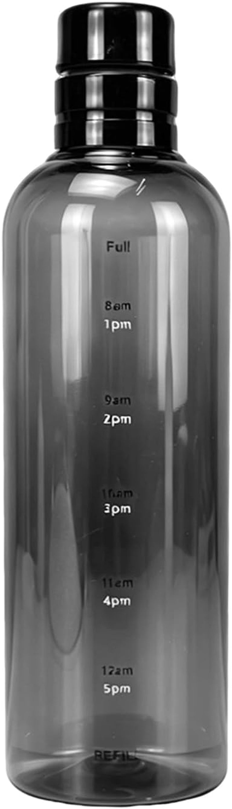 Water Bottle with Measurements, PC Clear Water Bottles with Time Scale, Portable and Practical Daily Water Intake Bottle Suitable for Indoor and Outdoor Use (Black)