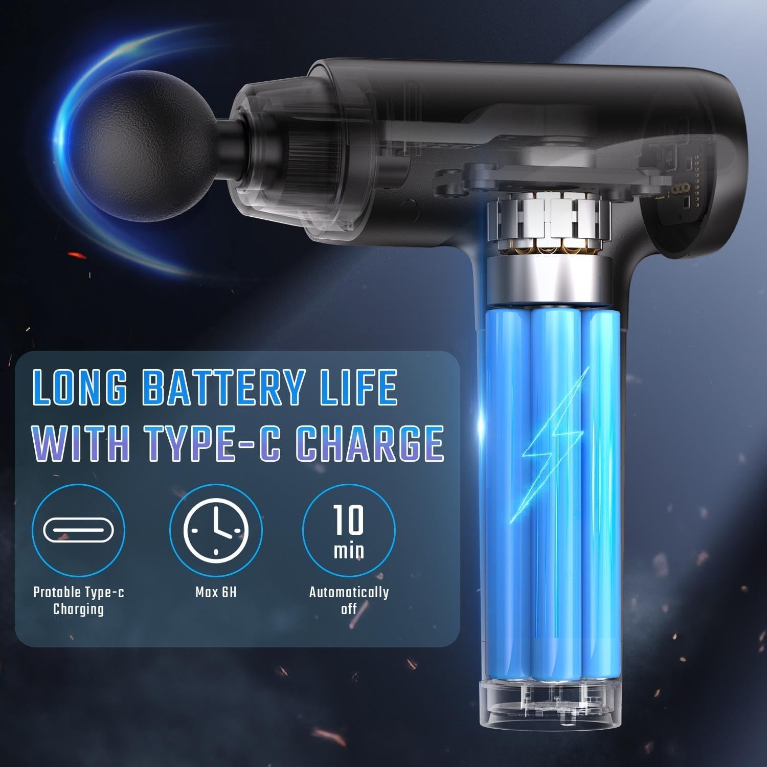 Massage Gun Deep Tissue, Muscle Massage Gun with 9 Attachment Heads 20 Speeds & Silent Brushless Motor for Pain Relief, Handheld Percussion Back Massager Gun, Fathers Day Dad Gifts(Black)