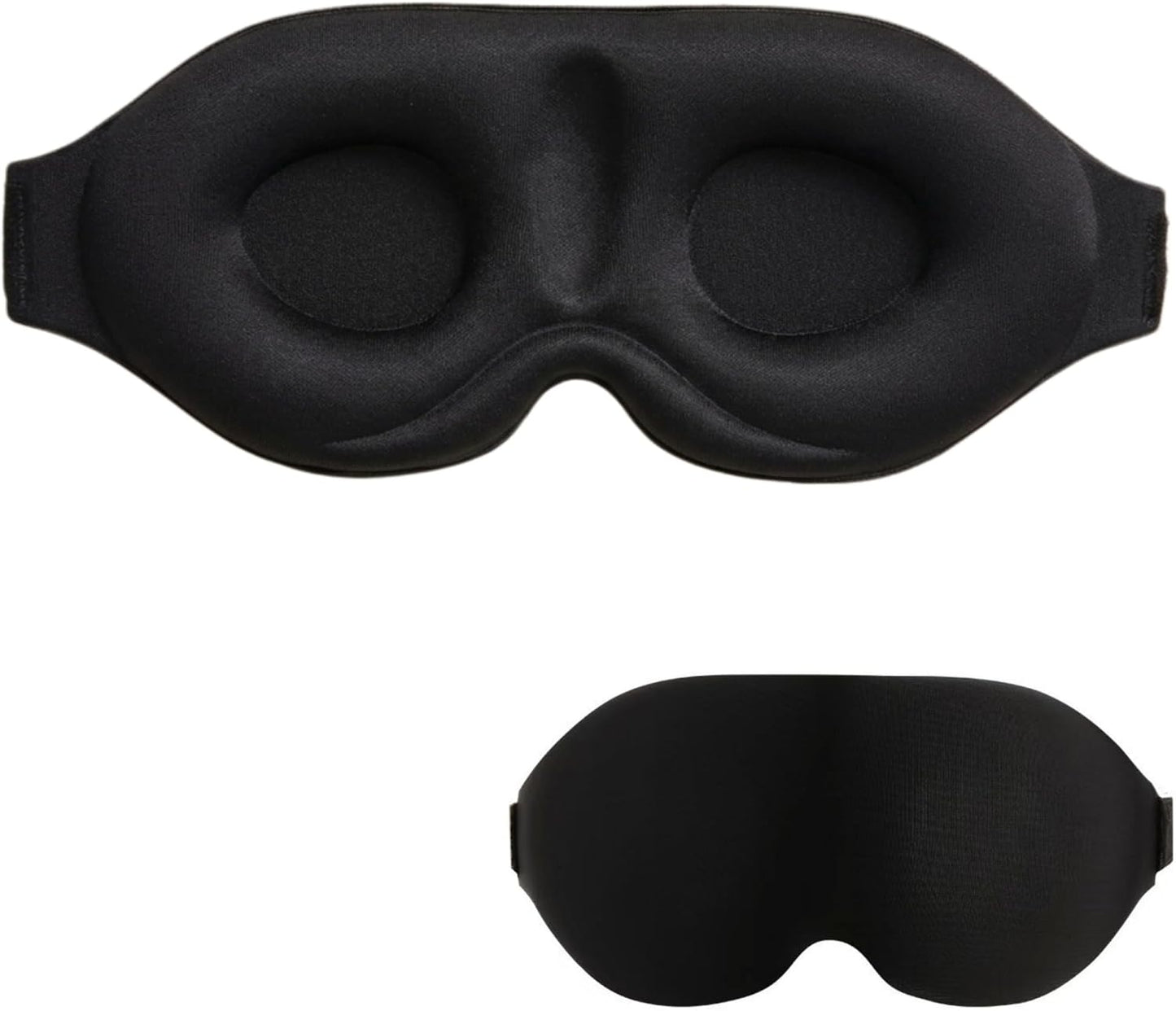 3D Contoured Sleep Mask, Soft Breathable Eye Mask for Sleeping, Light Blocking Blindfold with Adjustable Strap, Comfortable Night Eye Cover for Travel, Nap, Night Shift (1 Black)