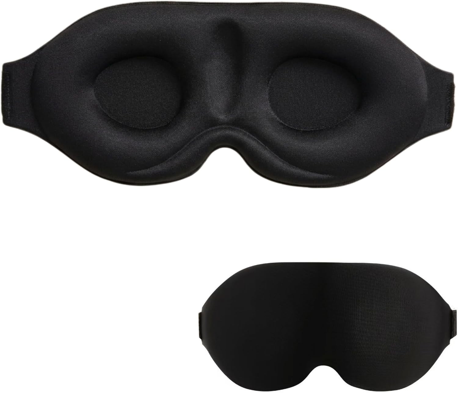 3D Contoured Sleep Mask, Soft Breathable Eye Mask for Sleeping, Light Blocking Blindfold with Adjustable Strap, Comfortable Night Eye Cover for Travel, Nap, Night Shift (1 Black)