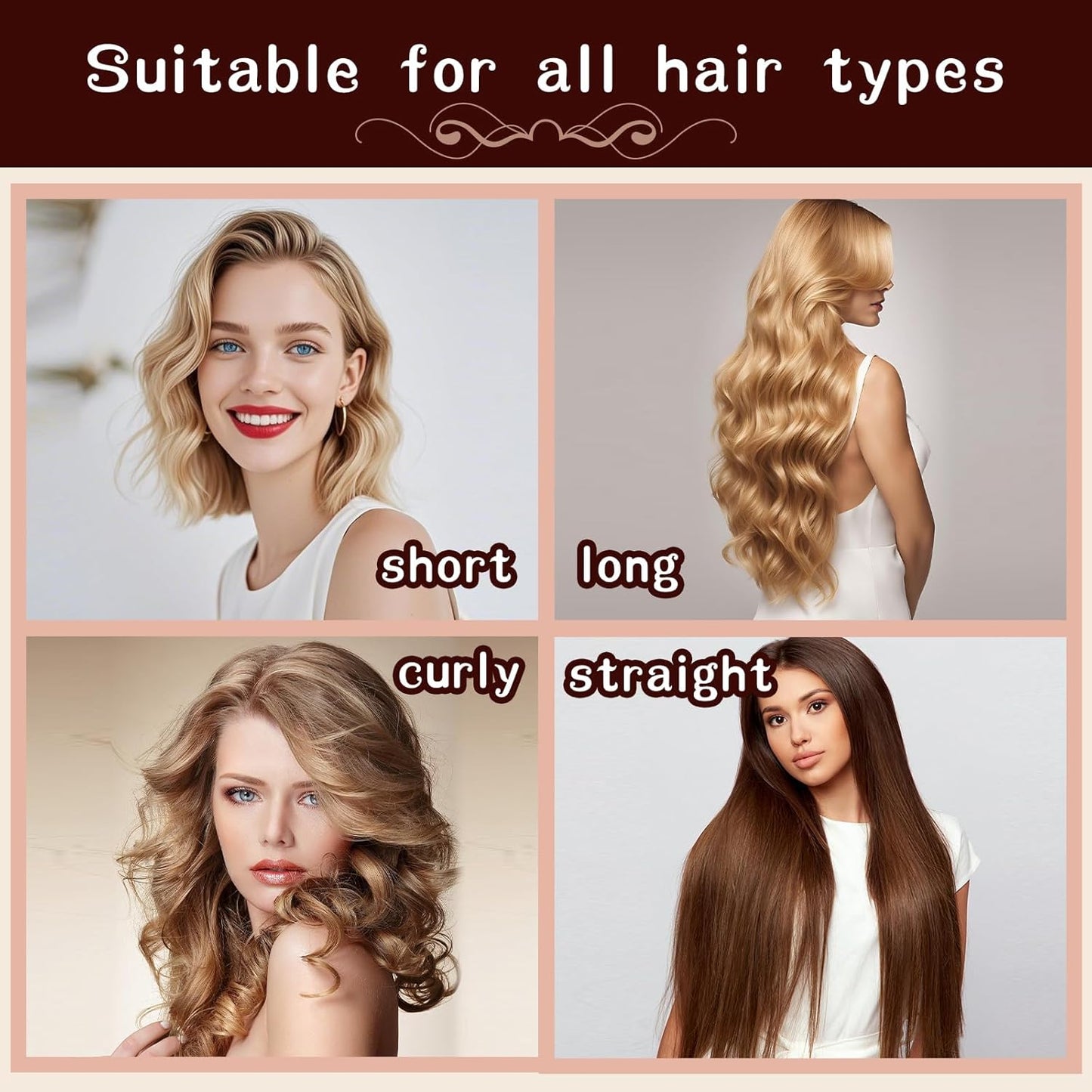 Heatless Hair Curler Velvet, Heatless Curls Overnight Hair Curlers to Sleep In, Overnight Rods Heatless Curls for Short Long Hair All Hair Types Styling Tools-4Pcs Brown