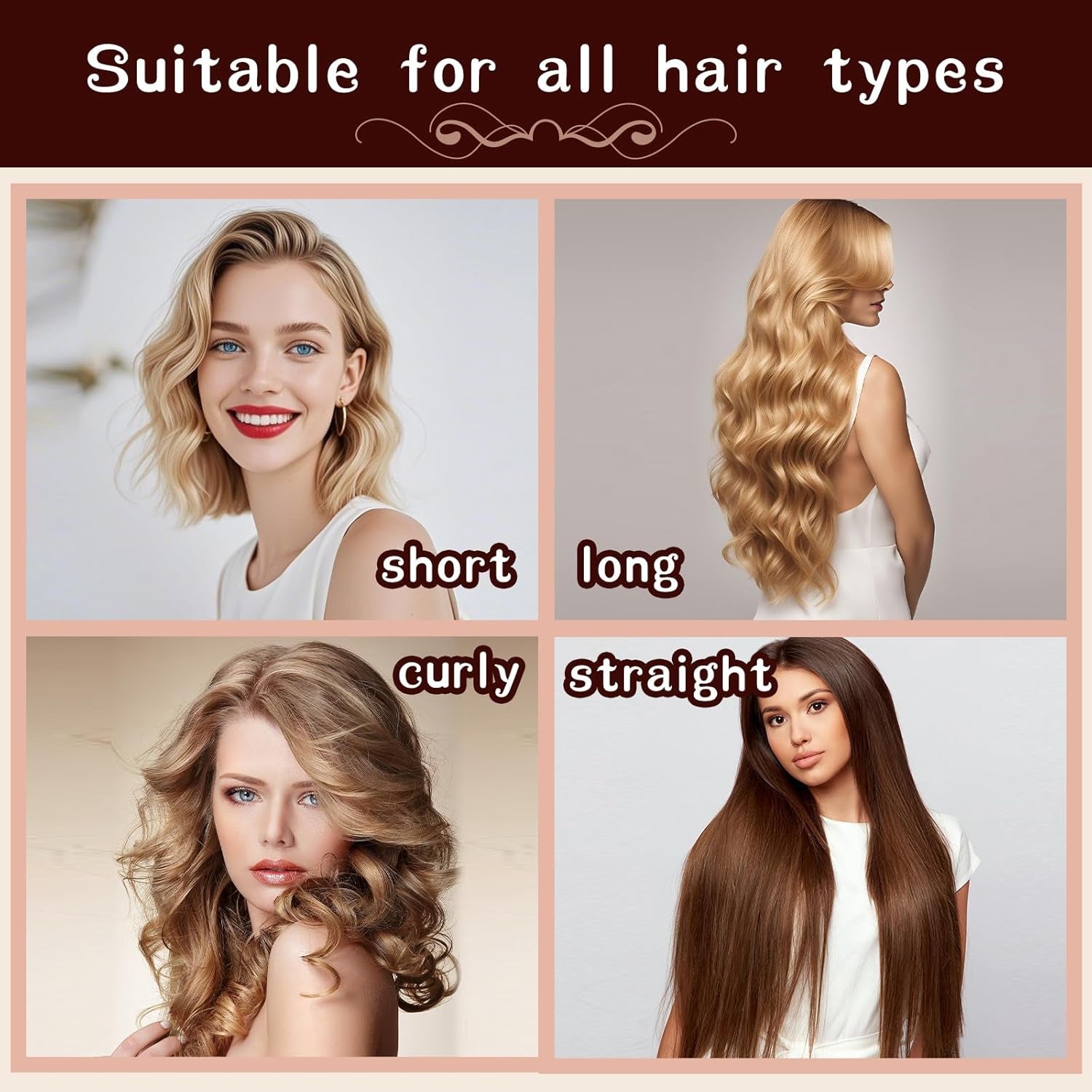 Heatless Hair Curler Velvet, Heatless Curls Overnight Hair Curlers to Sleep In, Overnight Rods Heatless Curls for Short Long Hair All Hair Types Styling Tools-4Pcs Brown