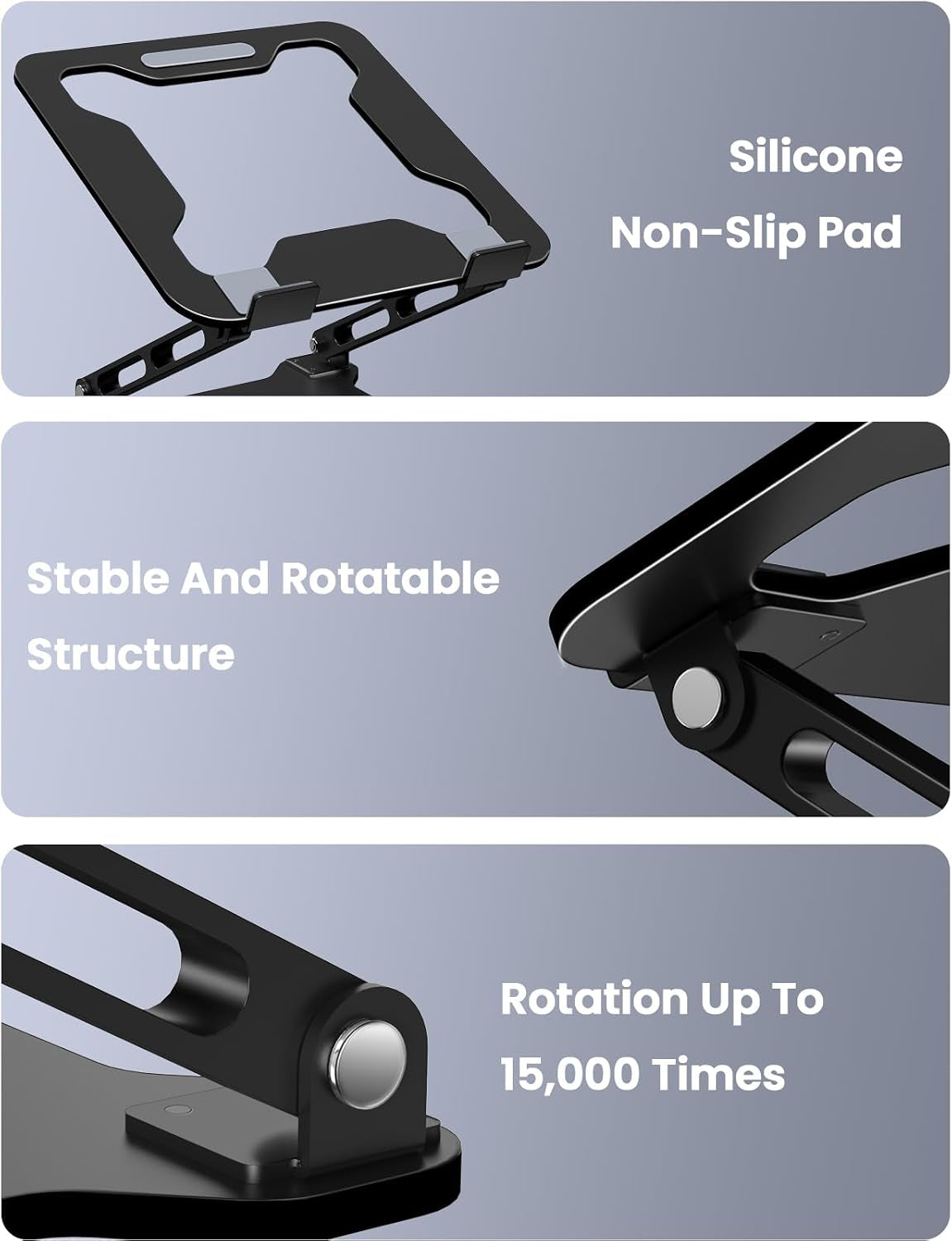 Adjustable Laptop Stand for Desk, Metal Foldable Laptop Riser Holder, Portable Ventilated Cooling Desk Book Shelf, Ergonomic Computer Notebook Stand Compatible with 10-15.6" Laptops