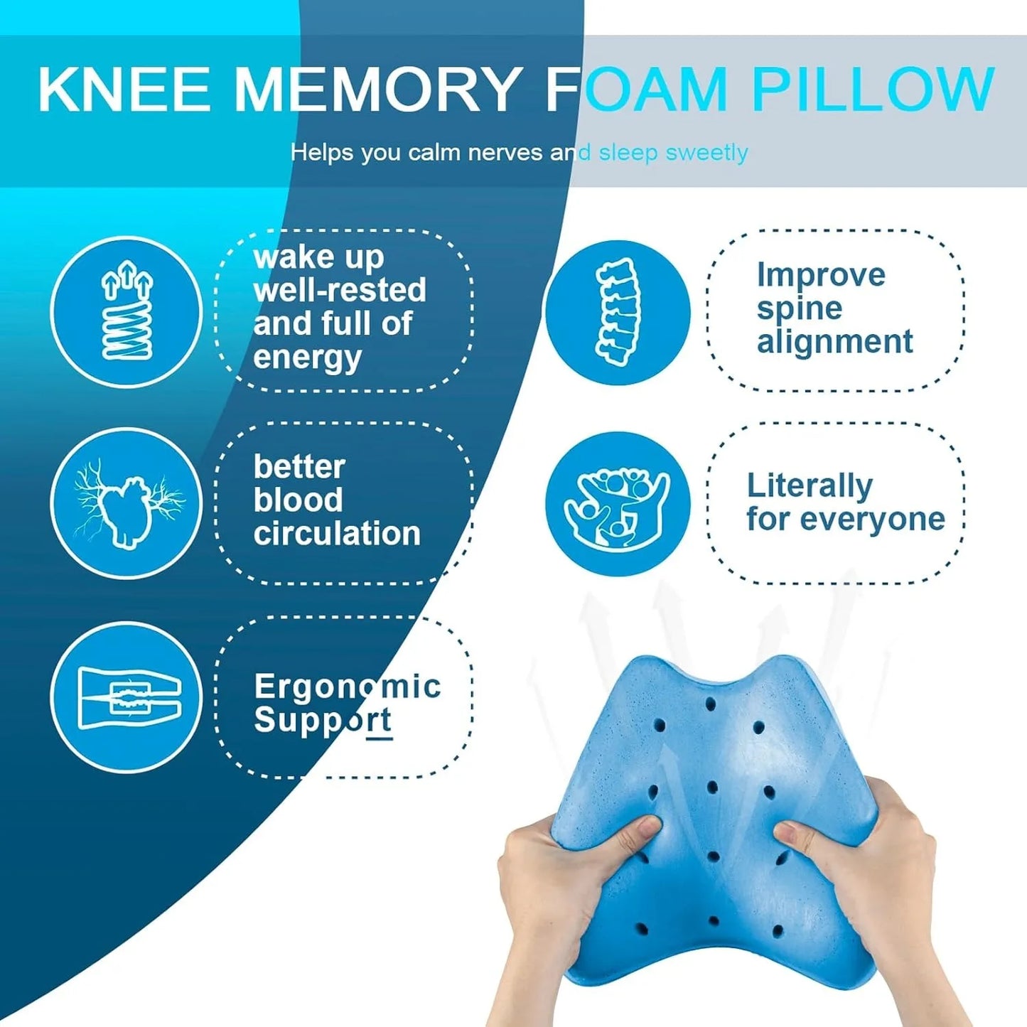 Knee&Leg Pillows Foam Support Pillow for Sleeping for Back Pain,Leg Pillow for Sleeping on Side,Memory Foam Cushion Knee Support