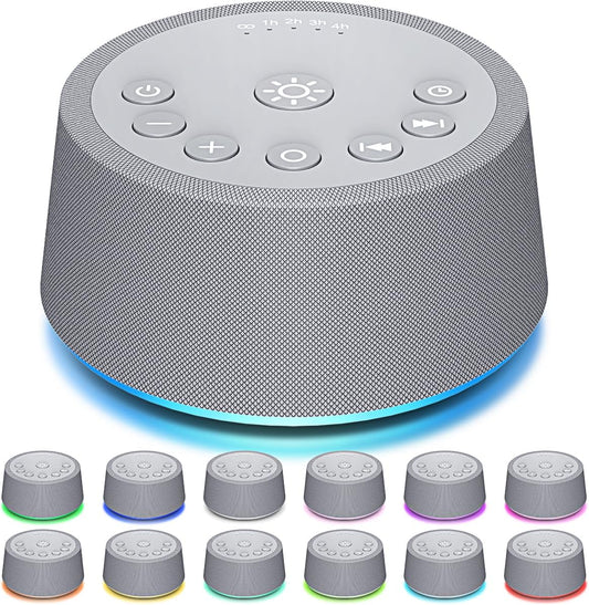Sleep White Noise Sound Machines 32-Level Volume 30 Sounds 12 Colors Light 5 Timers Adjustable Light Brightness Compact for Everyone Travel Gift Memory Function