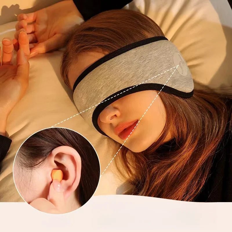 2 in 1 Sleep Earplugs and Adjustable Eye Mask Noise Reduction Travel Nap Sound Insulation Earmuffs for Better Sleep Anytime