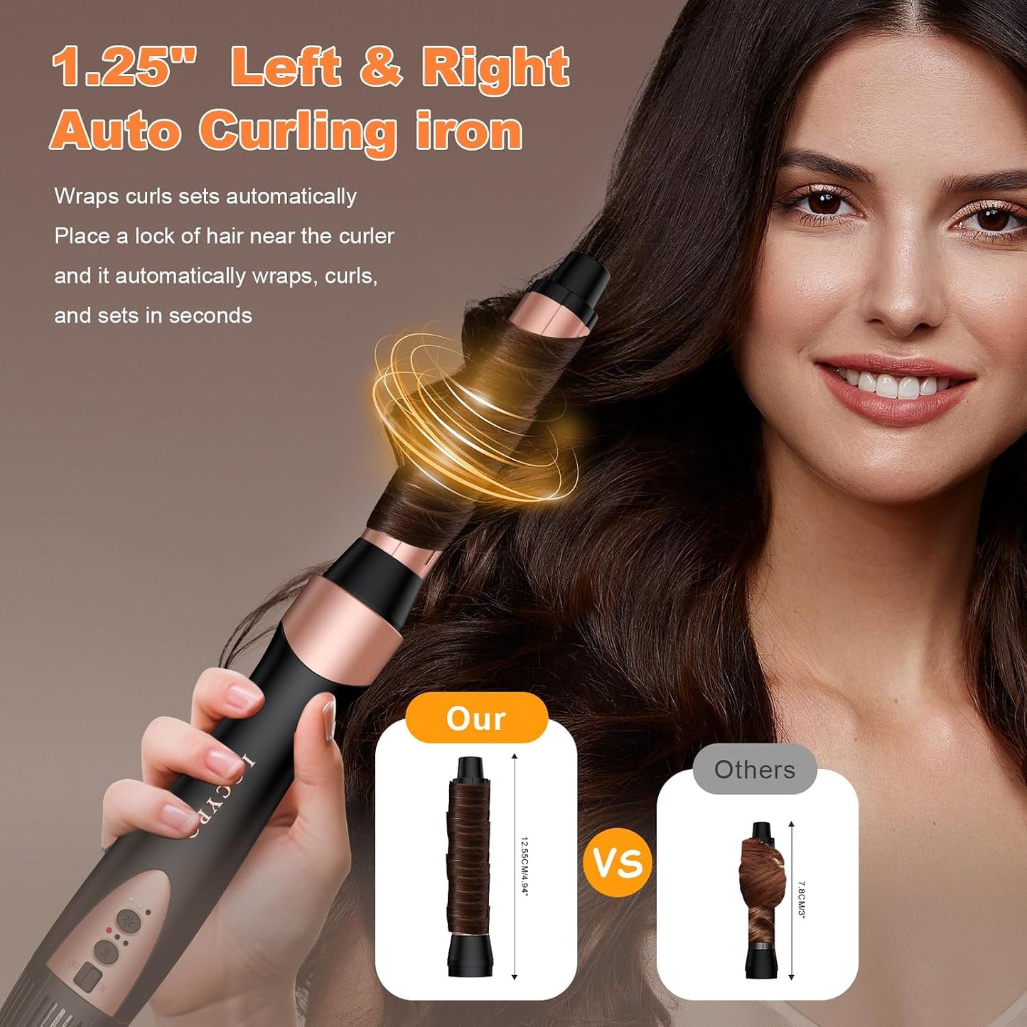 6-In-1 High-Speed Air Styler,110,000 RPM Professional Hair Dryer Brush-Fast Drying with No Heat Damage,Auto-Wrap Curlers for Effortless Salon Curls & Smoothing,Ionic Care & Travel Ready (Rose Gold)