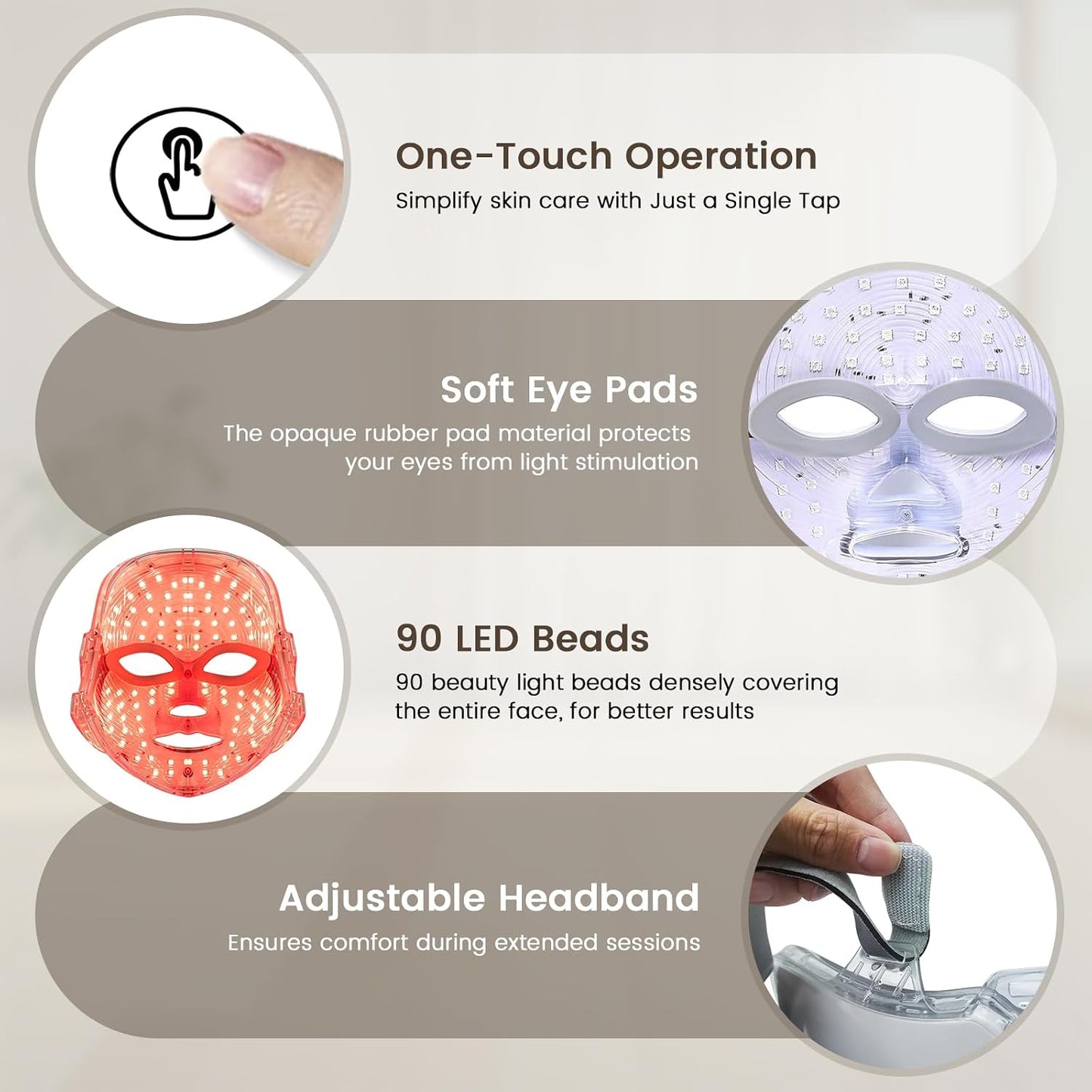 LED Face Mask Light Therapy,Led Light Therapy Mask for Face，Portable 7 Colors LED Facial Skin Care Mask for Home Use,Rechargeable