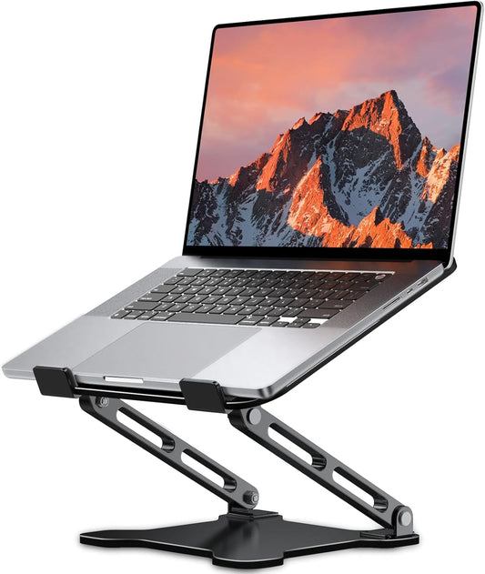 Adjustable Laptop Stand for Desk, Metal Foldable Laptop Riser Holder, Portable Ventilated Cooling Desk Book Shelf, Ergonomic Computer Notebook Stand Compatible with 10-15.6" Laptops