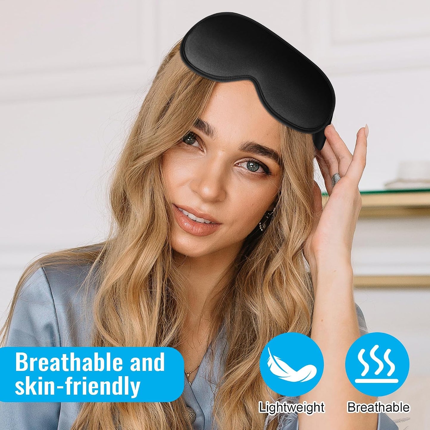 Sleep Mask,Upgraded 3D Deep Contoured Eye Mask for Sleeping,No Pressure Eye Covers 99% Block Out Light Eye Mask with Adjustable Elastic Strap for Sleeping, Yoga, Traveling (1Pc,Black)