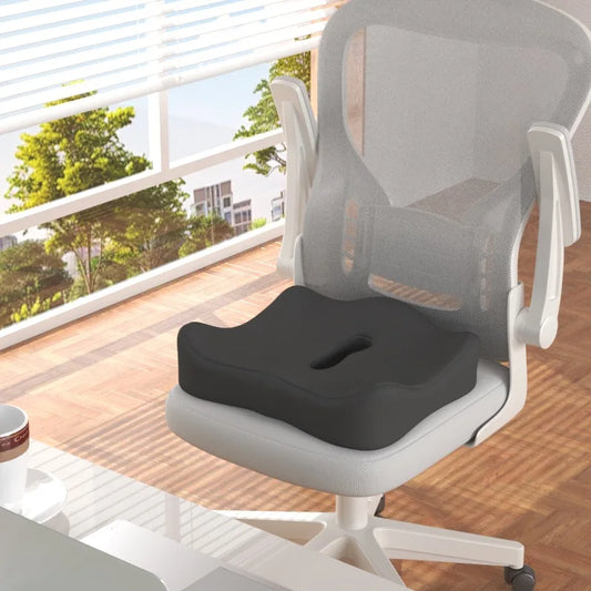 Non Slip Orthopedic Memory Foam Seat Cushion Relieves Tailbone Sciatica Back Pain Offers Comfort for Office Chair and Car Seat