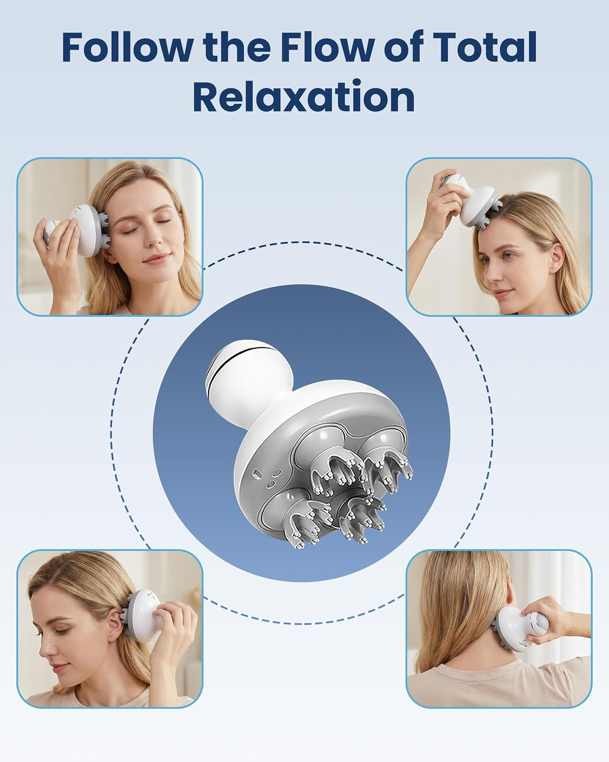 Electric Cordless Hair Scalp Massager with Kneading 84 Massage Nodes, Handheld Portable Head Scratcher Massager for Hair Growth, Deep Clean and Stress Relax, Gifts for Men Dad